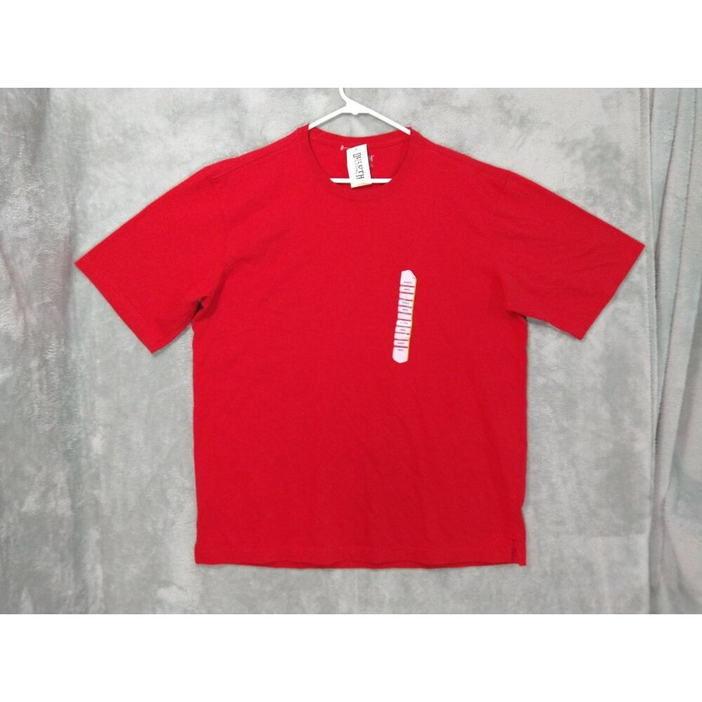 Duluth Trading Shirt Mens Large Red Longtail T Relaxed Fit Short Sleeve Cotton